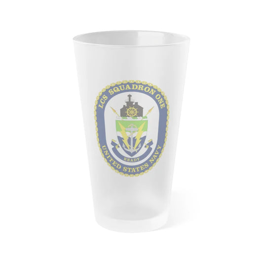 LCS Squadron One Littoral Combat Ship (U.S. Navy) Frosted Pint Glass 16oz-Go Mug Yourself