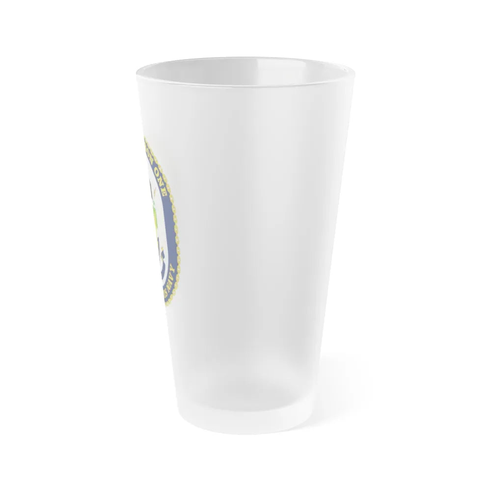 LCS Squadron One Littoral Combat Ship (U.S. Navy) Frosted Pint Glass 16oz-Go Mug Yourself