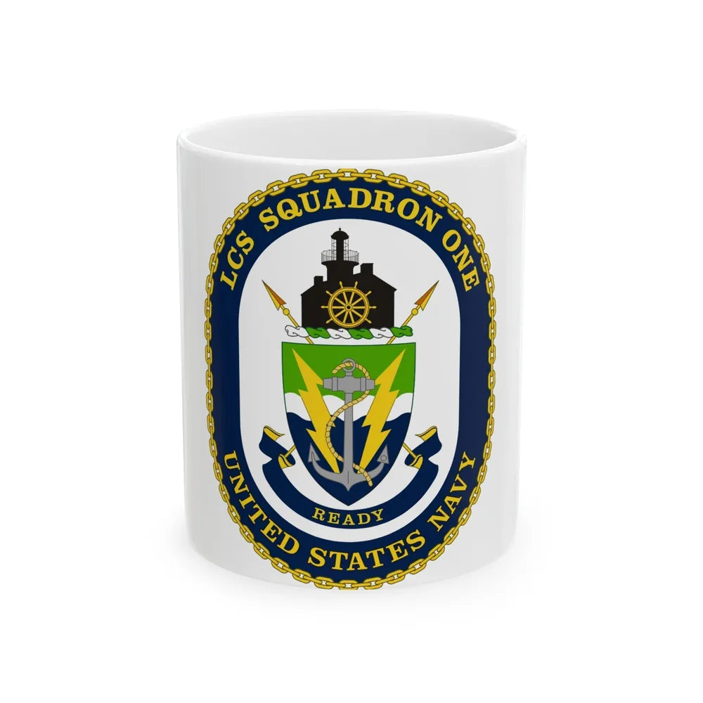 LCS Squadron One Littoral Combat Ship (U.S. Navy) White Coffee Mug-11oz-Go Mug Yourself