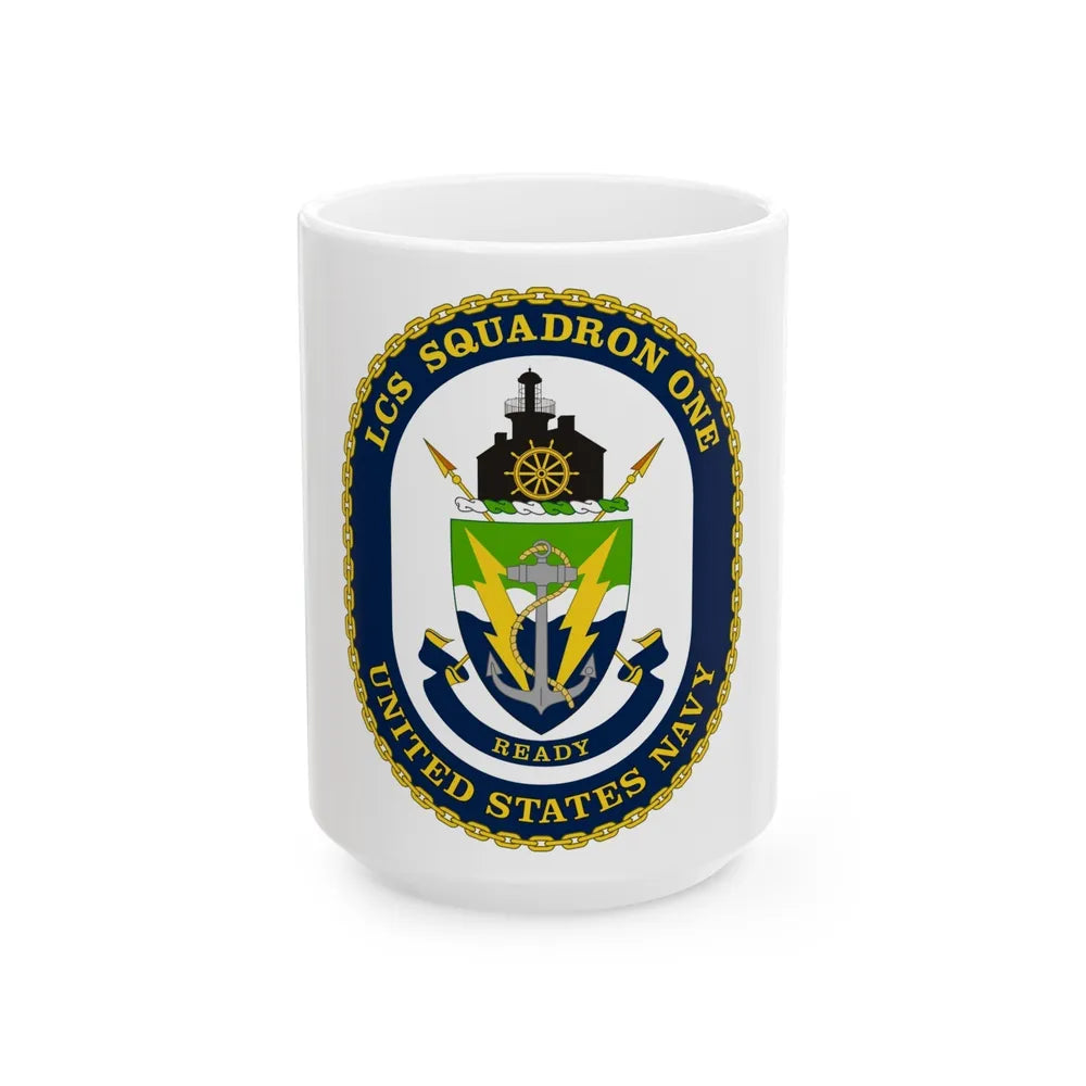 LCS Squadron One Littoral Combat Ship (U.S. Navy) White Coffee Mug-15oz-Go Mug Yourself