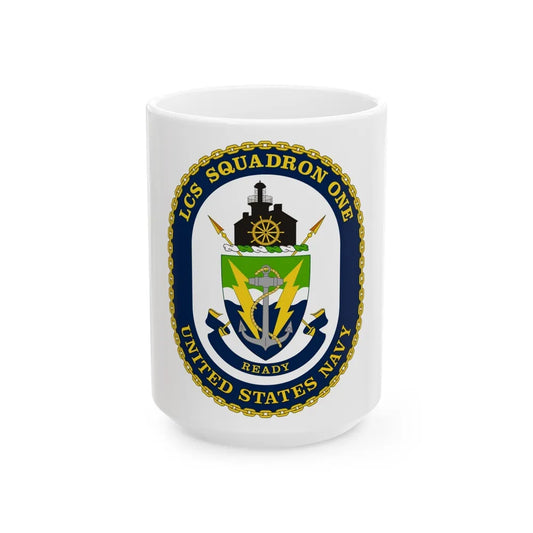 LCS Squadron One Littoral Combat Ship (U.S. Navy) White Coffee Mug-15oz-Go Mug Yourself