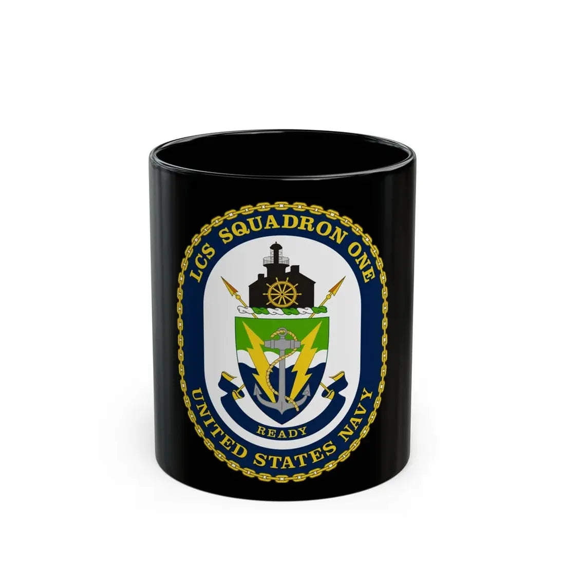 LCS Squadron One Littoral Combat Ship (U.S. Navy) Black Coffee Mug 11oz - Go Mug Yourself