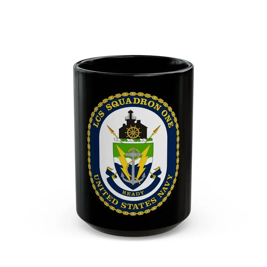 LCS Squadron One Littoral Combat Ship (U.S. Navy) Black Coffee Mug 15oz - Go Mug Yourself