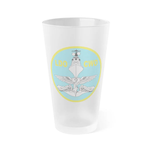 LDO CWO Patch (U.S. Navy) Frosted Pint Glass 16oz-Go Mug Yourself