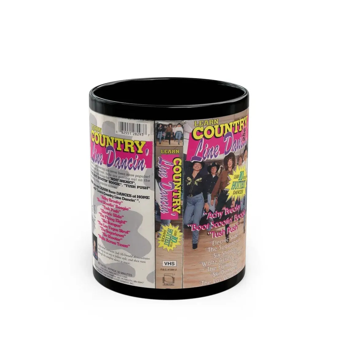 LEARN COUNTRY LINE DANCIN (VHS COVER) - Black Coffee Mug 11oz - Go Mug Yourself