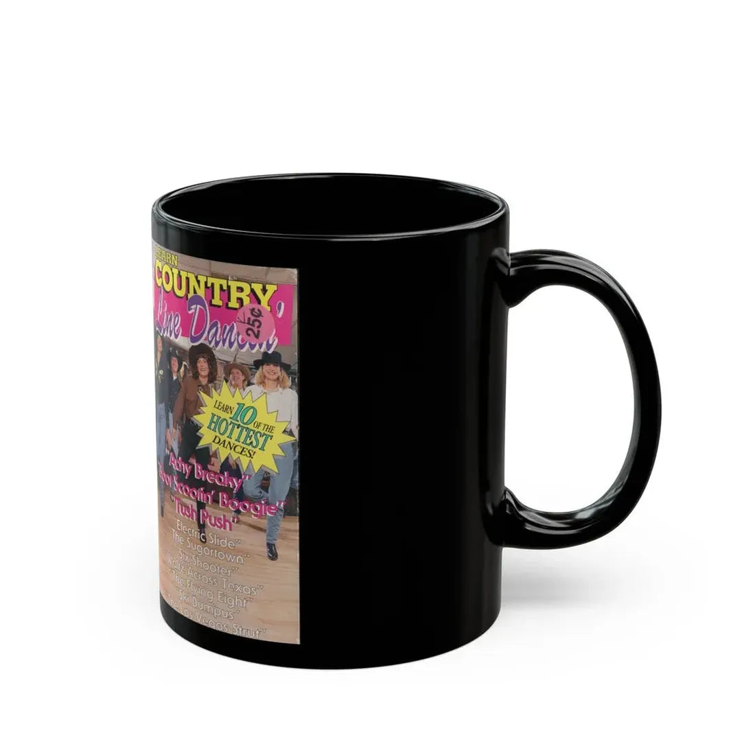 LEARN COUNTRY LINE DANCIN (VHS COVER) - Black Coffee Mug - Go Mug Yourself