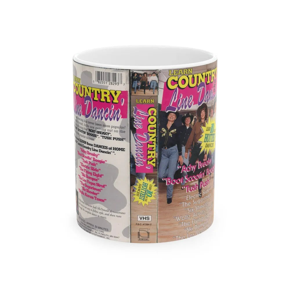 LEARN COUNTRY LINE DANCIN (VHS COVER) - White Coffee Mug-11oz-Go Mug Yourself