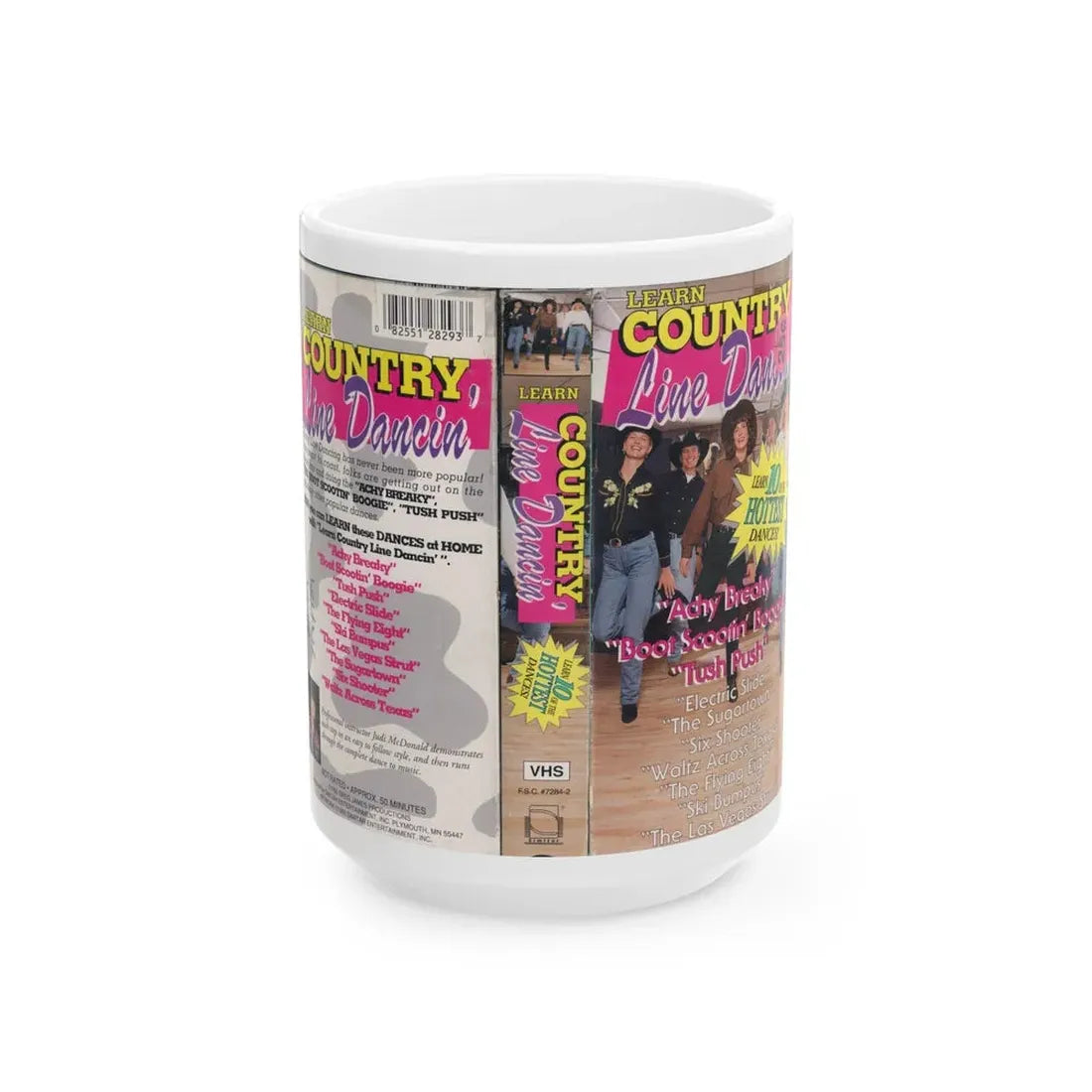 LEARN COUNTRY LINE DANCIN (VHS COVER) - White Coffee Mug 15oz - Go Mug Yourself