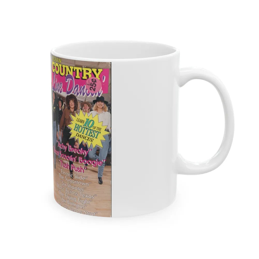 LEARN COUNTRY LINE DANCIN (VHS COVER) - White Coffee Mug-Go Mug Yourself