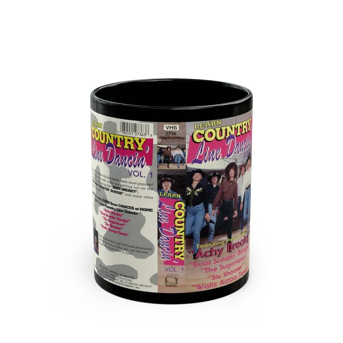 LEARN COUNTRY LINE DANCIN VOLUME 1 (VHS COVER) - Black Coffee Mug 11oz - Go Mug Yourself