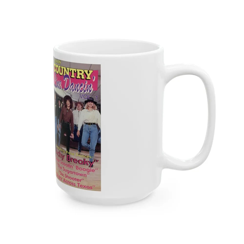 LEARN COUNTRY LINE DANCIN VOLUME 1 (VHS COVER) - White Coffee Mug-Go Mug Yourself