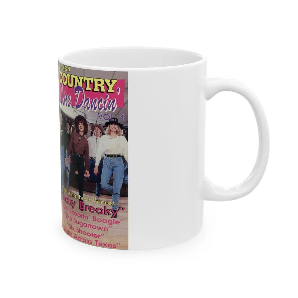 LEARN COUNTRY LINE DANCIN VOLUME 1 (VHS COVER) - White Coffee Mug-Go Mug Yourself