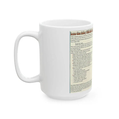 LEARN GUN SAFETY WITH EDDIE EAGLE HOSTED BY JASON PRIESTLEY (VHS COVER) - White Coffee Mug - Go Mug Yourself