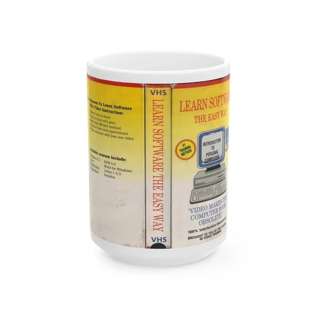 LEARN SOFTWARE THE EASY WAY (VHS COVER) - White Coffee Mug 15oz - Go Mug Yourself