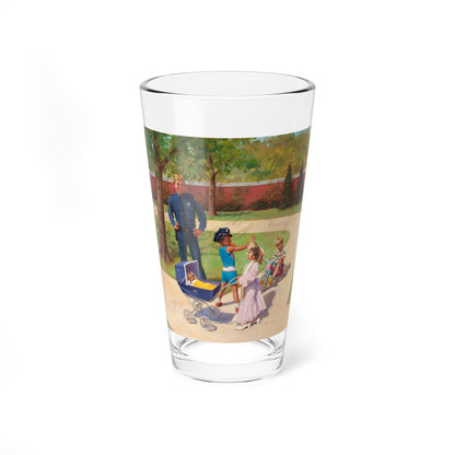 Learning From a Friend, the Shaw Barton Calendar Company illustration, 1985 - Pint Glass 16oz-16oz-Go Mug Yourself