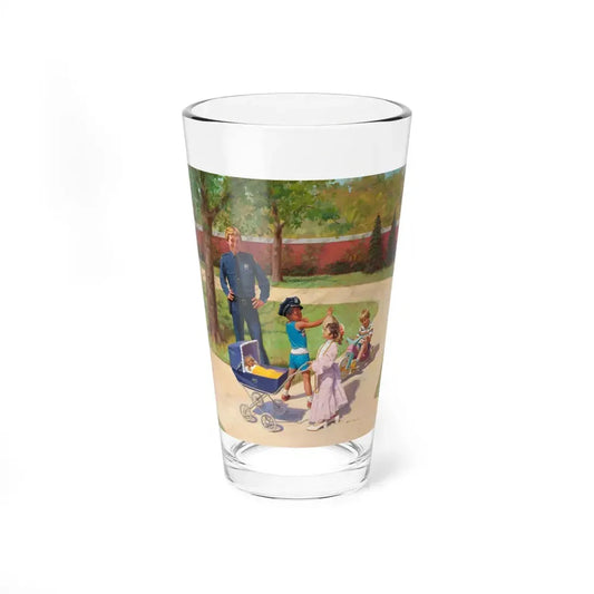 Learning From a Friend, the Shaw Barton Calendar Company illustration, 1985 - Pint Glass 16oz 16oz - Go Mug Yourself