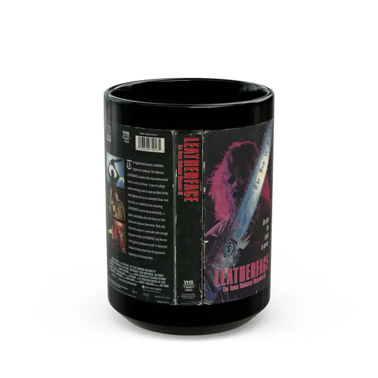 LEATHERFACE THE TEXAS CHAINSAW MASSACRE 3 COLUMBIA PICTURES (VHS COVER) - Black Coffee Mug 15oz - Go Mug Yourself