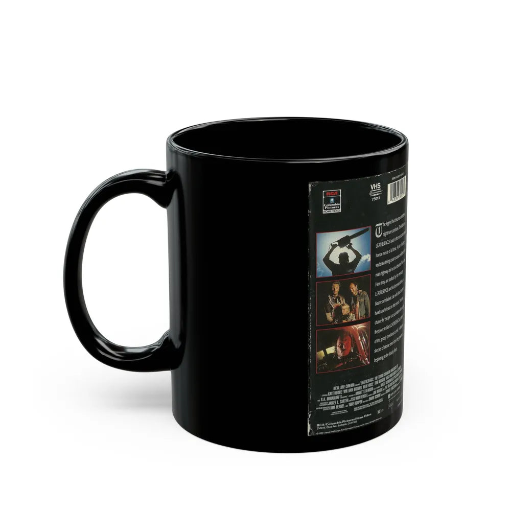 LEATHERFACE THE TEXAS CHAINSAW MASSACRE 3 COLUMBIA PICTURES (VHS COVER) - Black Coffee Mug-Go Mug Yourself