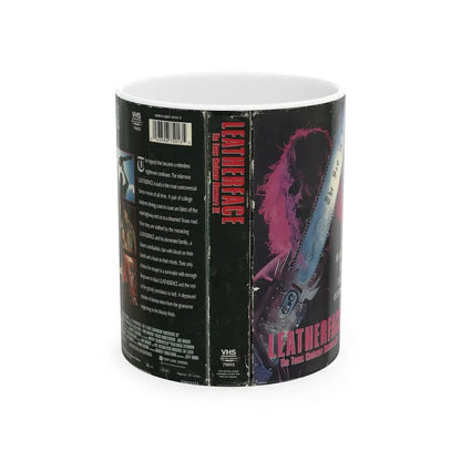 LEATHERFACE THE TEXAS CHAINSAW MASSACRE 3 COLUMBIA PICTURES (VHS COVER) - White Coffee Mug 11oz - Go Mug Yourself