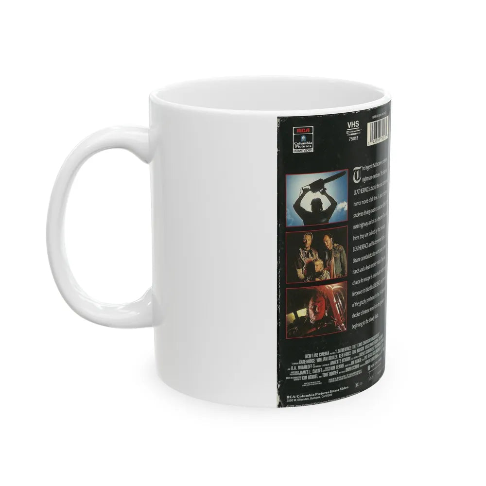 LEATHERFACE THE TEXAS CHAINSAW MASSACRE 3 COLUMBIA PICTURES (VHS COVER) - White Coffee Mug-Go Mug Yourself