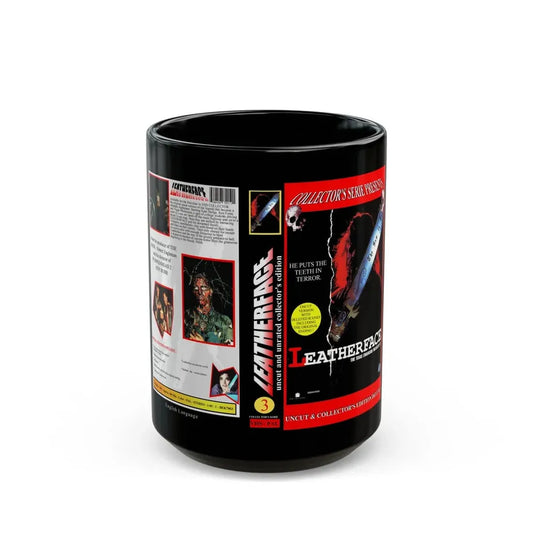 LEATHERFACE THE TEXAS CHAINSAW MASSACRE 3 VERSION 2 (VHS COVER) - Black Coffee Mug 15oz - Go Mug Yourself