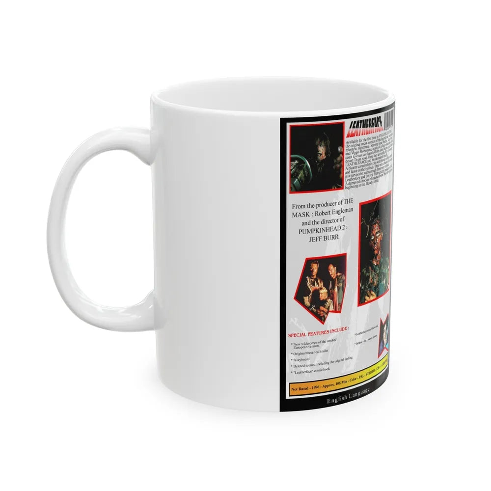 LEATHERFACE THE TEXAS CHAINSAW MASSACRE 3 VERSION 2 (VHS COVER) - White Coffee Mug-Go Mug Yourself