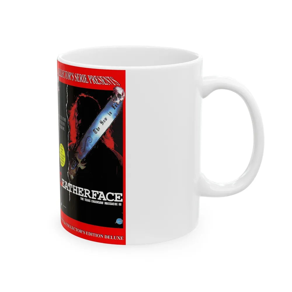 LEATHERFACE THE TEXAS CHAINSAW MASSACRE 3 VERSION 2 (VHS COVER) - White Coffee Mug-Go Mug Yourself