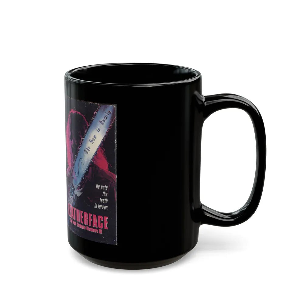 LEATHERFACE THE TEXAS CHAINSAW MASSACRE 3 (VHS COVER) - Black Coffee Mug-Go Mug Yourself