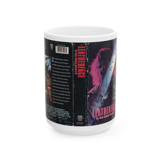 LEATHERFACE THE TEXAS CHAINSAW MASSACRE 3 (VHS COVER) - White Coffee Mug-15oz-Go Mug Yourself