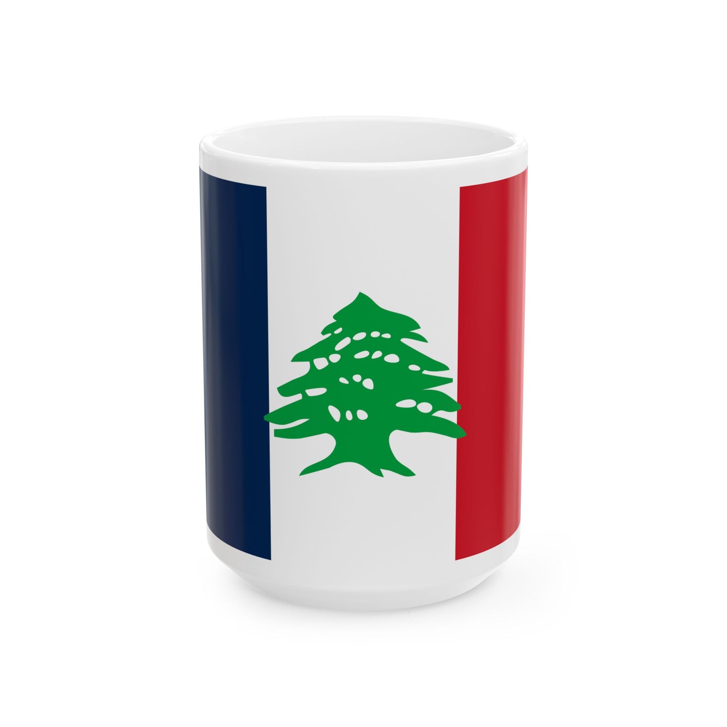 Lebanese French flag (Belgium) White Coffee Mug-15oz-Go Mug Yourself