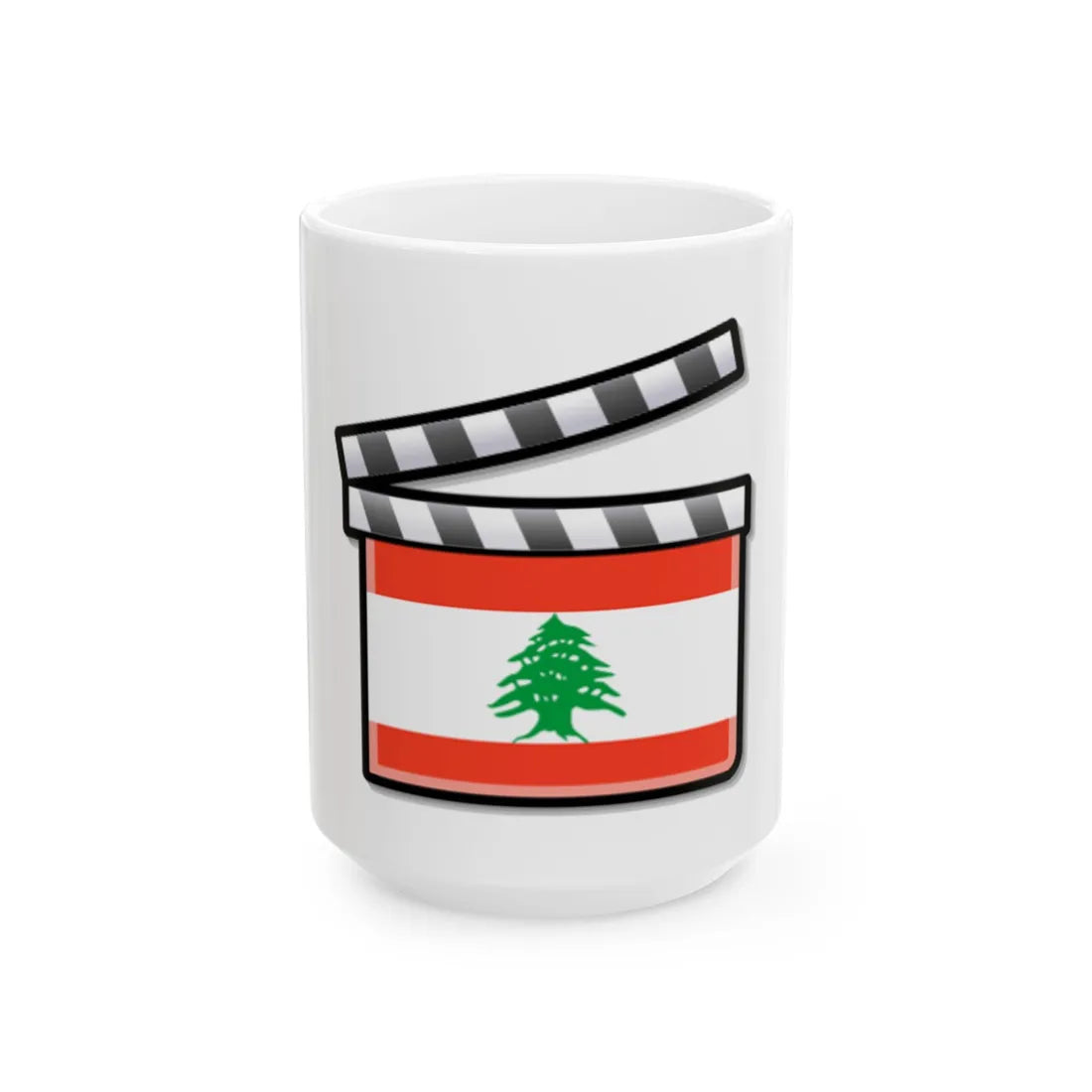 Lebanon film clapperboard (Lebanon) White Coffee Mug 15oz - Go Mug Yourself