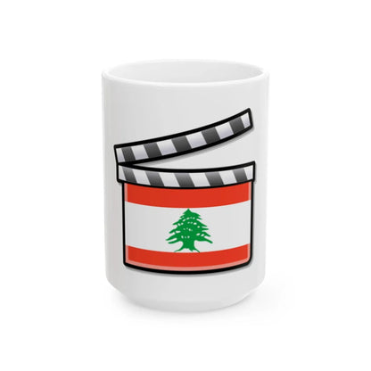 Lebanon film clapperboard (Lebanon) White Coffee Mug 15oz - Go Mug Yourself