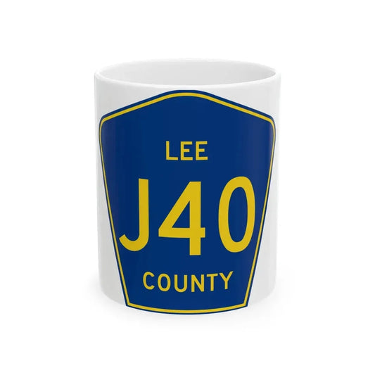 Lee County J40 (Iowa) (Road Sign) White Coffee Mug 11oz - Go Mug Yourself