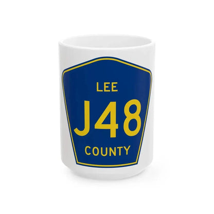 Lee County J48 (Iowa) (Road Sign) White Coffee Mug 15oz - Go Mug Yourself