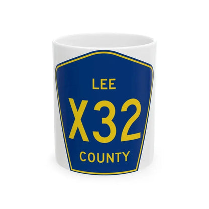 Lee County X32 (Iowa) (Road Sign) White Coffee Mug 11oz - Go Mug Yourself