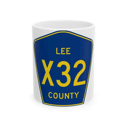 Lee County X32 (Iowa) (Road Sign) White Coffee Mug 11oz - Go Mug Yourself