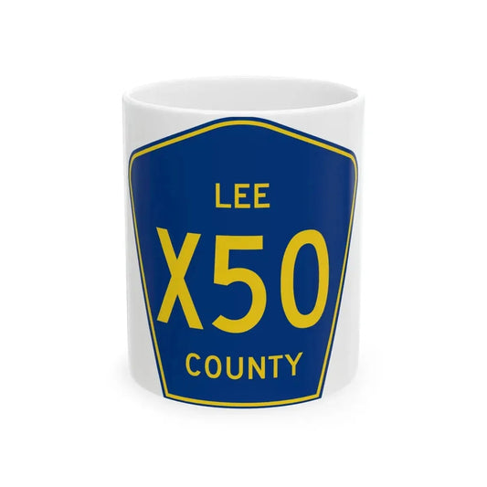 Lee County X50 (Iowa) (Road Sign) White Coffee Mug 11oz - Go Mug Yourself