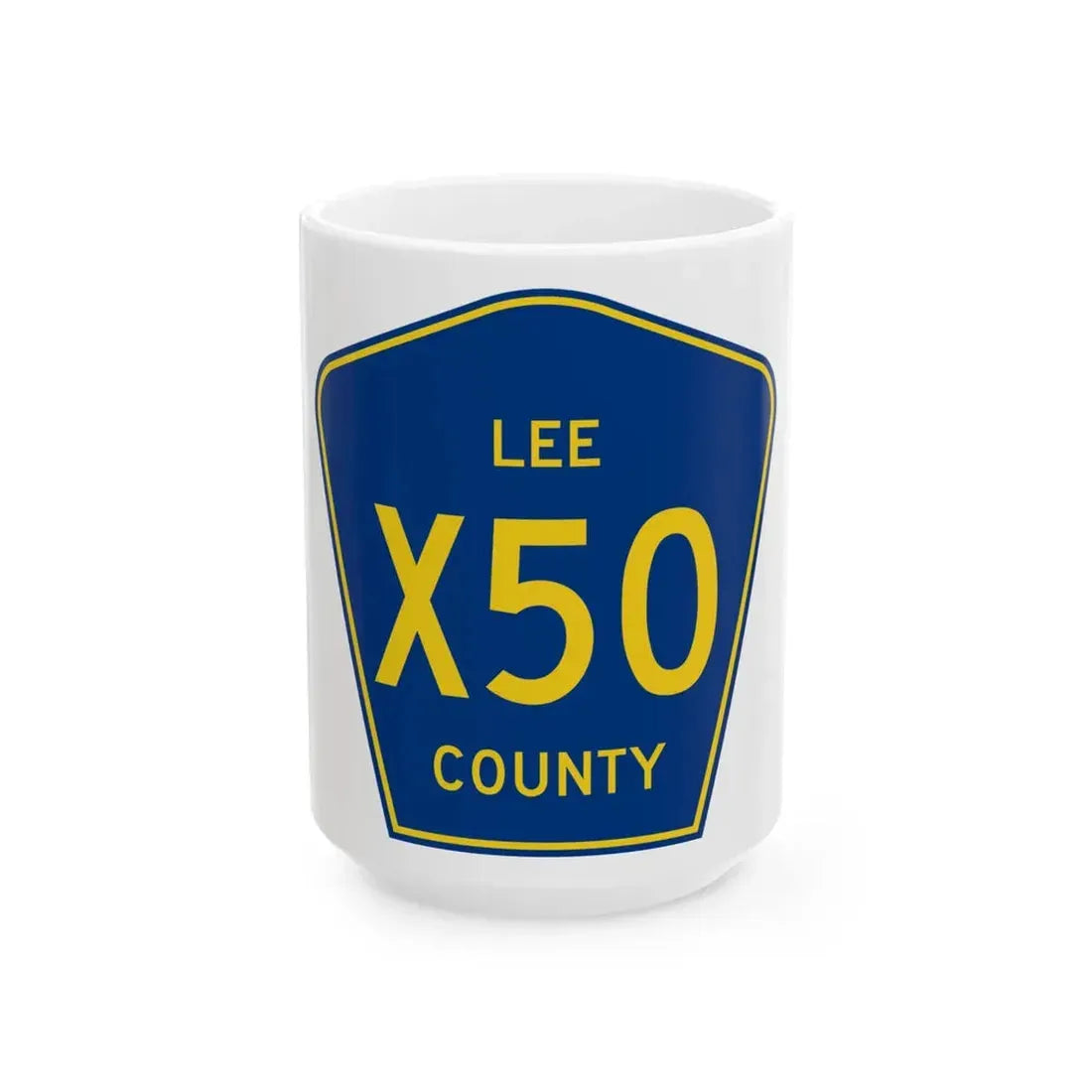 Lee County X50 (Iowa) (Road Sign) White Coffee Mug 15oz - Go Mug Yourself