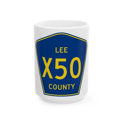 Lee County X50 (Iowa) (Road Sign) White Coffee Mug 15oz - Go Mug Yourself