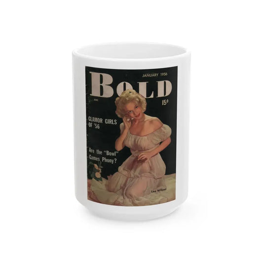Lee Wilson #01 - Lee on Cover in Color from Bold Pocket Mag. January '56 (Vintage Female Icon) White Coffee Mug 15oz - Go Mug Yourself