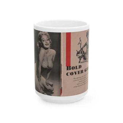Lee Wilson #02 - Pages 1 & 2 of 4 Featuring, Lee+2 B&W Photos & Short Article from Bold Pocket Mag. January '56 (Vintage Female Icon) White Coffee Mug 15oz - Go Mug Yourself