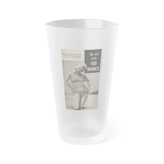 Lee Wilson #07 - Pages 1 of 7 Featuring, Lee+1 B&W Photo & Caption from PHOTO Digest Mag. November '53 (Vintage Female Icon) Frosted Pint Glass 16oz 16oz Frosted - Go Mug Yourself