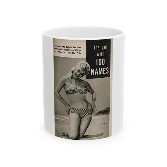 Lee Wilson #07 - Pages 1 of 7 Featuring, Lee+1 B&W Photo & Caption from PHOTO Digest Mag. November '53 (Vintage Female Icon) White Coffee Mug 11oz - Go Mug Yourself