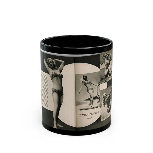 Lee Wilson #08 - Pages 2 & 3 of 7 Featuring, Lee+4 B&W Photos, Paragraph and Caption from PHOTO Digest Mag. November '53 (Vintage Female Icon) Black Coffee Mug 11oz - Go Mug Yourself