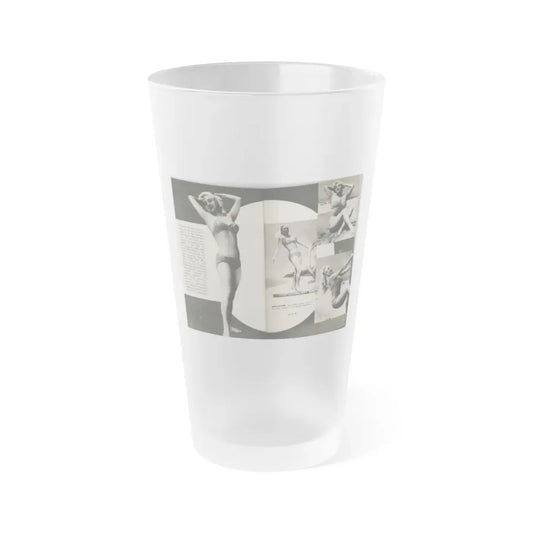 Lee Wilson #08 - Pages 2 & 3 of 7 Featuring, Lee+4 B&W Photos, Paragraph and Caption from PHOTO Digest Mag. November '53 (Vintage Female Icon) Frosted Pint Glass 16oz 16oz Frosted - Go Mug Yourself