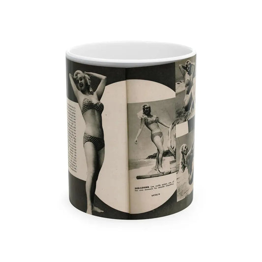 Lee Wilson #08 - Pages 2 & 3 of 7 Featuring, Lee+4 B&W Photos, Paragraph and Caption from PHOTO Digest Mag. November '53 (Vintage Female Icon) White Coffee Mug 11oz - Go Mug Yourself