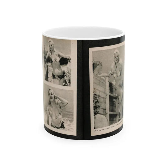 Lee Wilson #09 - Pages 4 & 5 of 7 Featuring, Lee+3 B&W Photos & Caption from PHOTO Digest Mag. November '53 (Vintage Female Icon) White Coffee Mug 11oz - Go Mug Yourself
