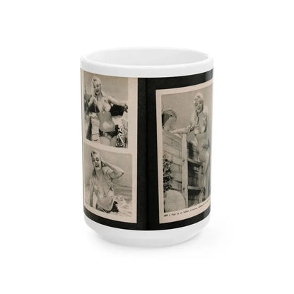 Lee Wilson #09 - Pages 4 & 5 of 7 Featuring, Lee+3 B&W Photos & Caption from PHOTO Digest Mag. November '53 (Vintage Female Icon) White Coffee Mug 15oz - Go Mug Yourself