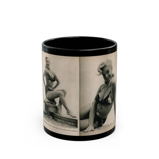 Lee Wilson #10 - Pages 6 & 7 of 7 Featuring, Lee+2 B&W Photos & Caption from PHOTO Digest Mag. November '53 (Vintage Female Icon) Black Coffee Mug 11oz - Go Mug Yourself