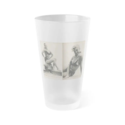 Lee Wilson #10 - Pages 6 & 7 of 7 Featuring, Lee+2 B&W Photos & Caption from PHOTO Digest Mag. November '53 (Vintage Female Icon) Frosted Pint Glass 16oz 16oz Frosted - Go Mug Yourself